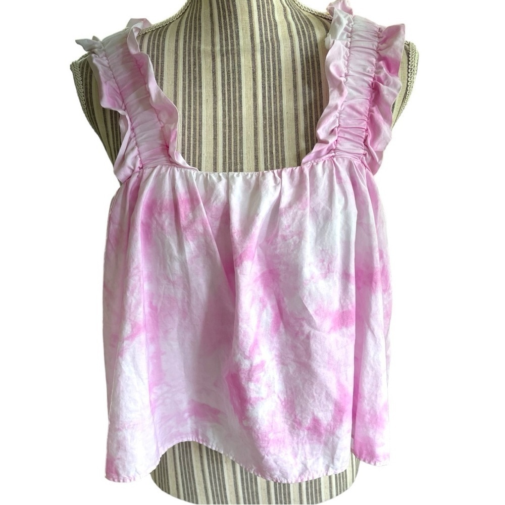 Zara top, size M, cotton,shelf bra, covered elastic shoulder straps, ruffles,EUC